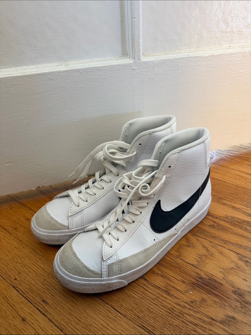 Nike Cream and Black High-Top Sneakers